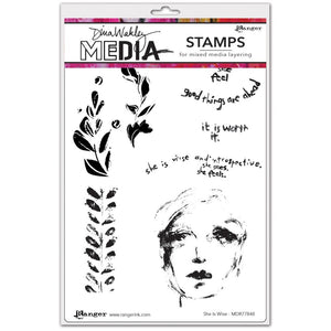 Dina Wakley cling stamp - She is wise