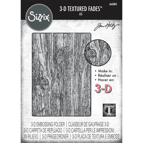 Tim Holtz A5 Texture Fades 3D Embossing Folder - Lumber