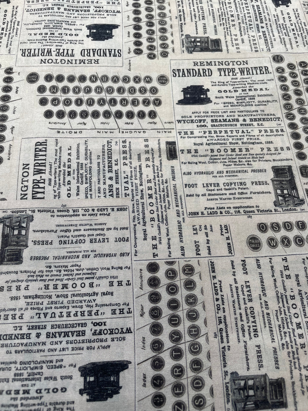 Tim Holtz fabric fat 1/4 - Palette: neutral typewriter