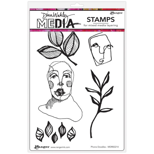 Dina Wakley cling stamp - Phone doodles