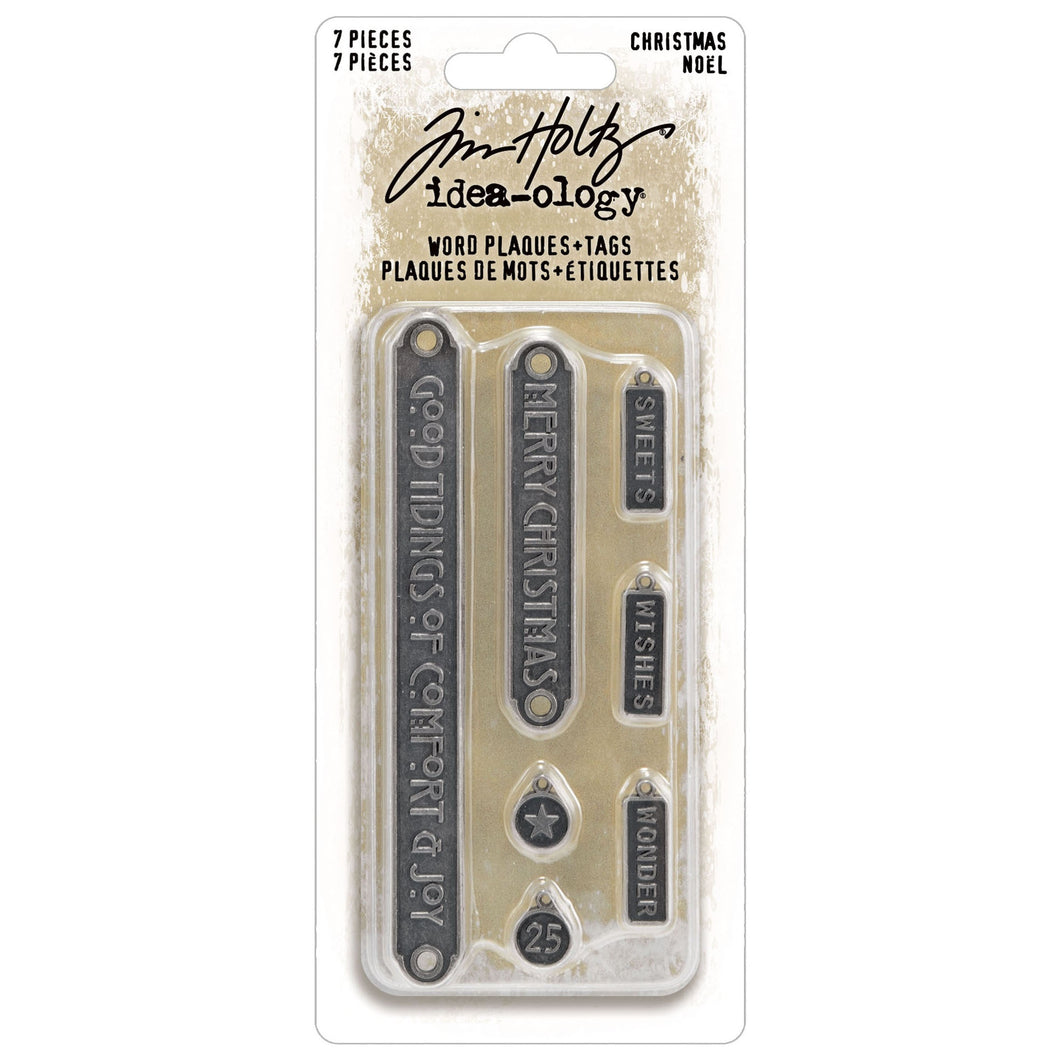 Tim Holtz - Idea-Ology metal adornments: Christmas word plaques and tags