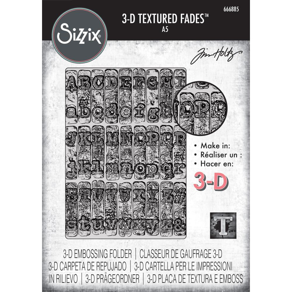 Tim Holtz A5 Texture Fades 3D Embossing Folder - Typewriter