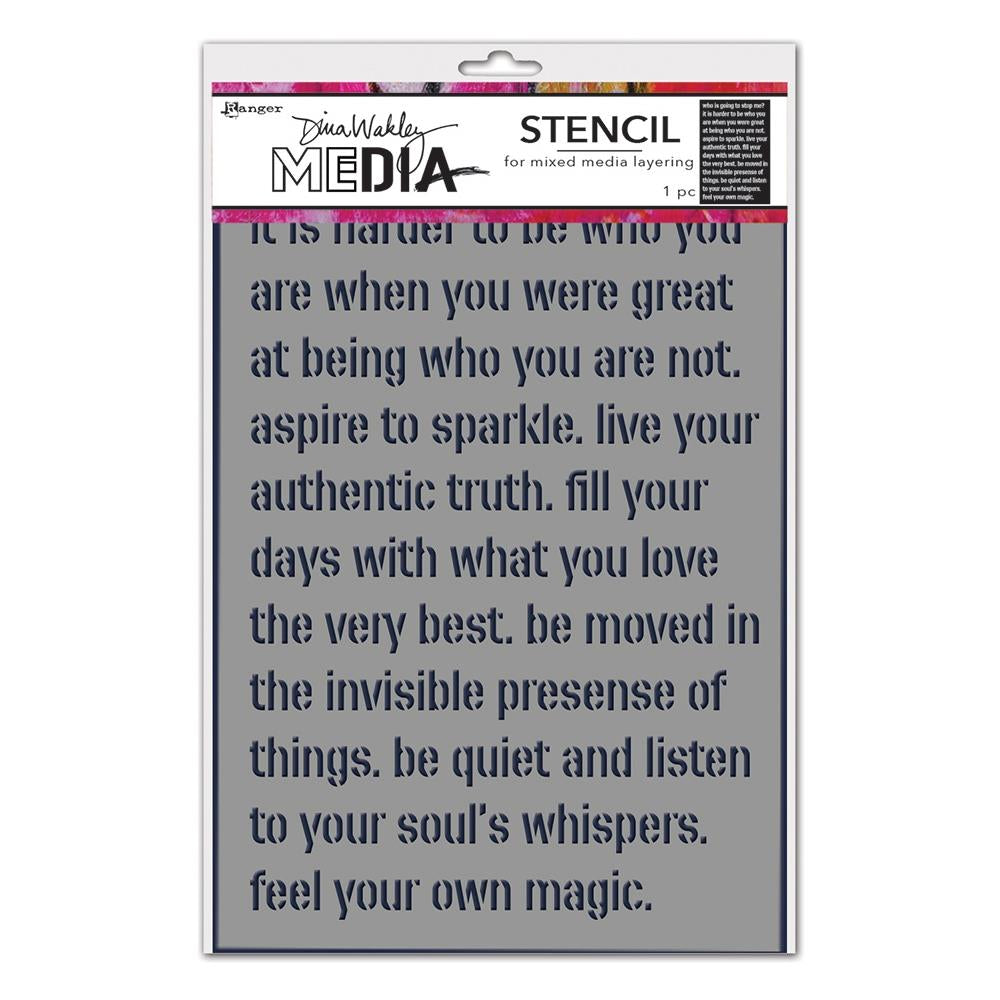 Dina Wakley Stencil - 9”x6” Feel your magic