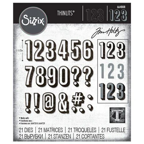 Tim Holtz Alterations thinlits dies - Alphanumeric shadow numbers