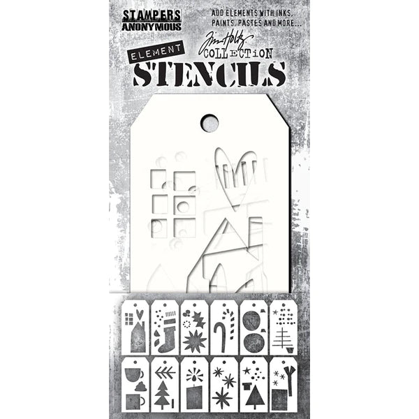 Tim Holtz layering stencil - Elements: Festive art
