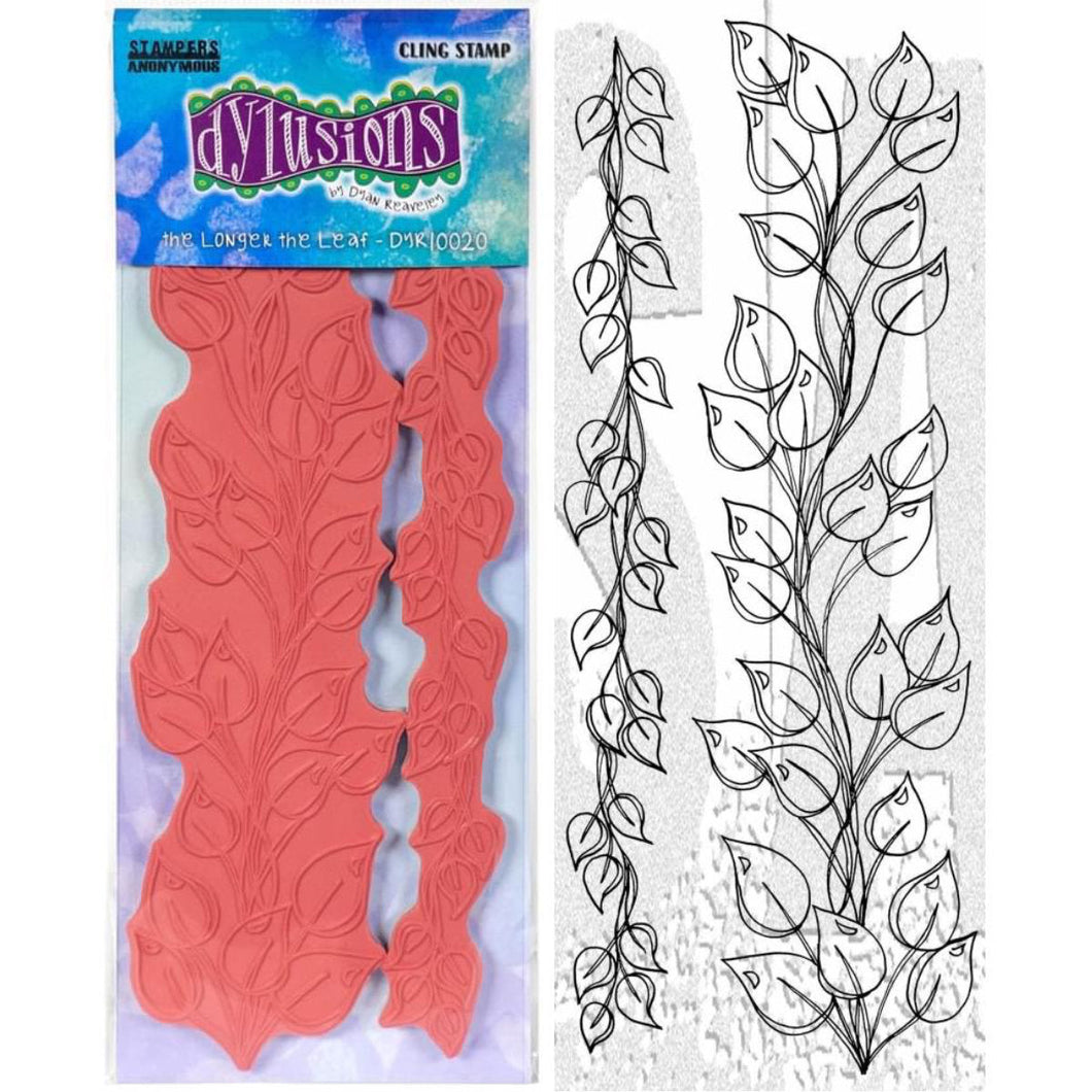 Dylusions cling stamp - The longer the leaf