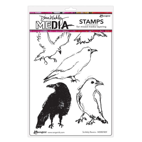 Dina Wakley cling stamp - Scribbly Raven