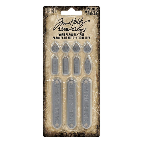 Tim Holtz - Idea-Ology metal adornments: Halloween word plaques and tags 2025