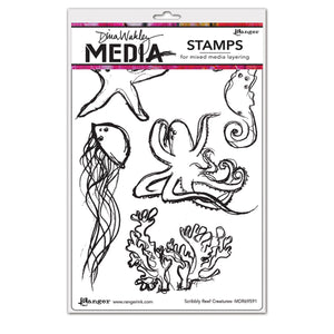Dina Wakley cling stamp - Scribbly reef creatures