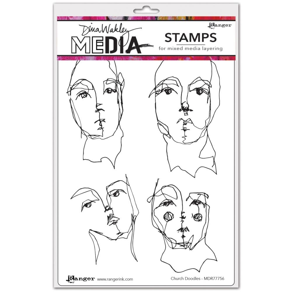 Dina Wakley cling stamp - Church doodles