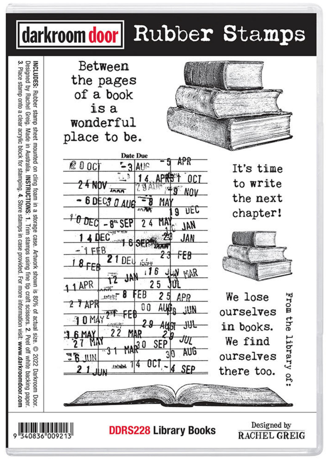 Darkroom door rubber stamp set - library books