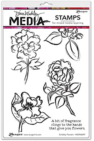 Dina Wakley cling stamp - Scribbly Flowers