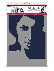 Dina Wakley Stencil - 9”x6” Pensive face