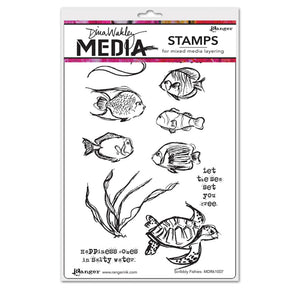 Dina Wakley cling stamp - Scribbly fishies