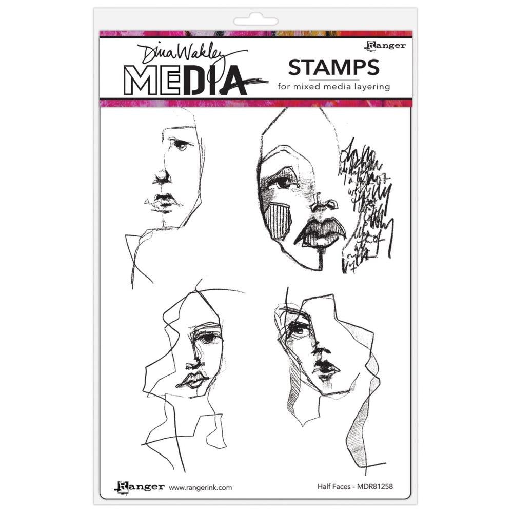 Dina Wakley cling stamp - Half faces