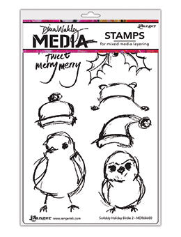 Dina Wakley cling stamp - Scribbly holiday birdie 2