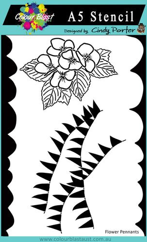 Colour Blast A5 stencil - Flower Pennants