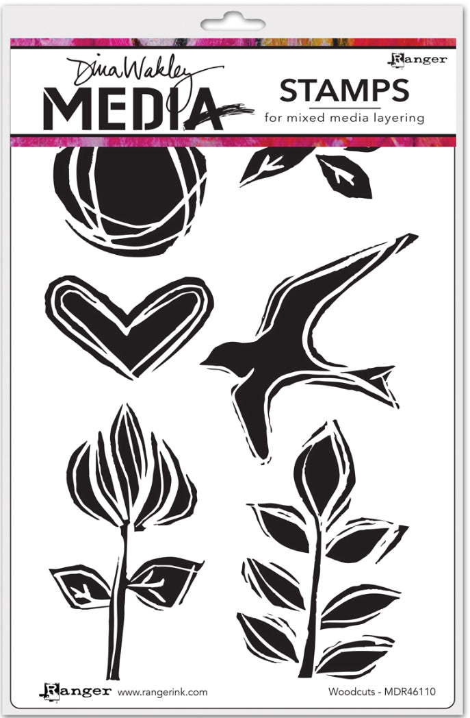 Dina Wakley cling stamp - Woodcuts