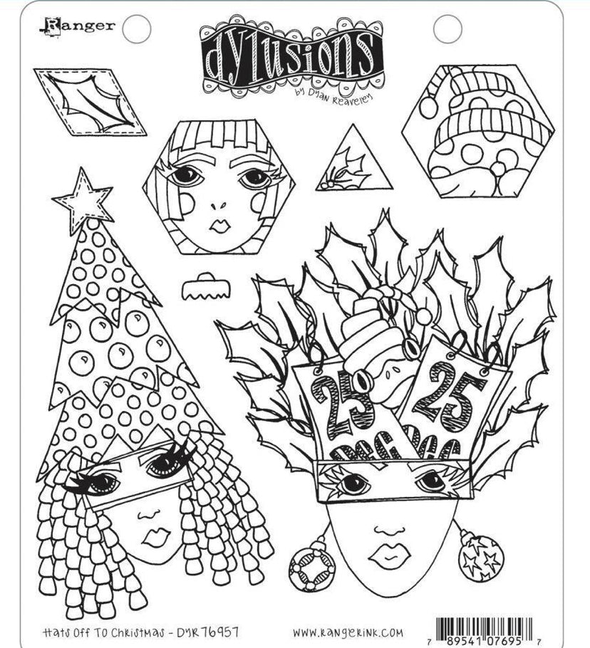 Dylusions Cling Stamp - Hats off to Christmas