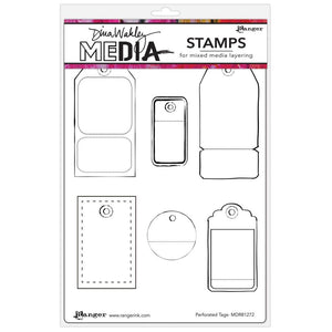 Dina Wakley cling stamp - Perforated tags
