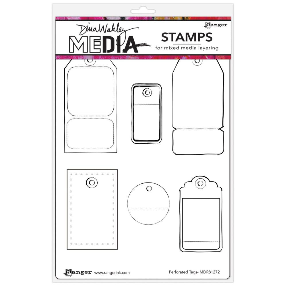 Dina Wakley cling stamp - Perforated tags