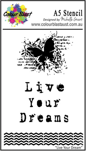 Colour Blast A5 stencil - Live tour dreams