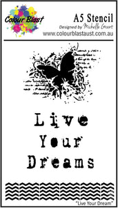 Colour Blast A5 stencil - Live tour dreams