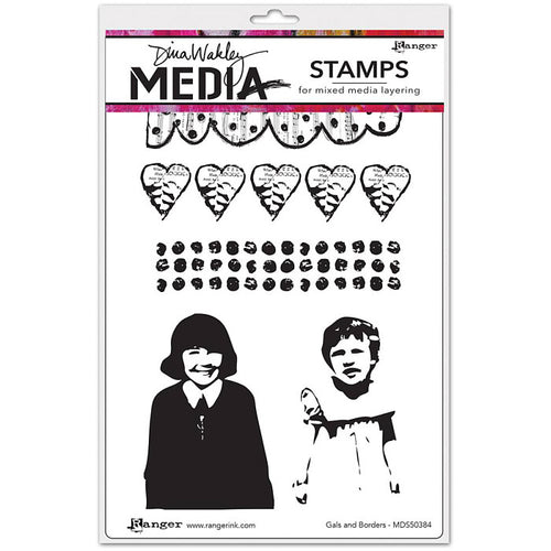 Dina Wakley cling stamp - Gals and Borders