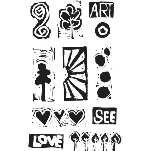 Dina Wakley cling stamp - Primitive Icons