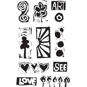 Dina Wakley cling stamp - Primitive Icons