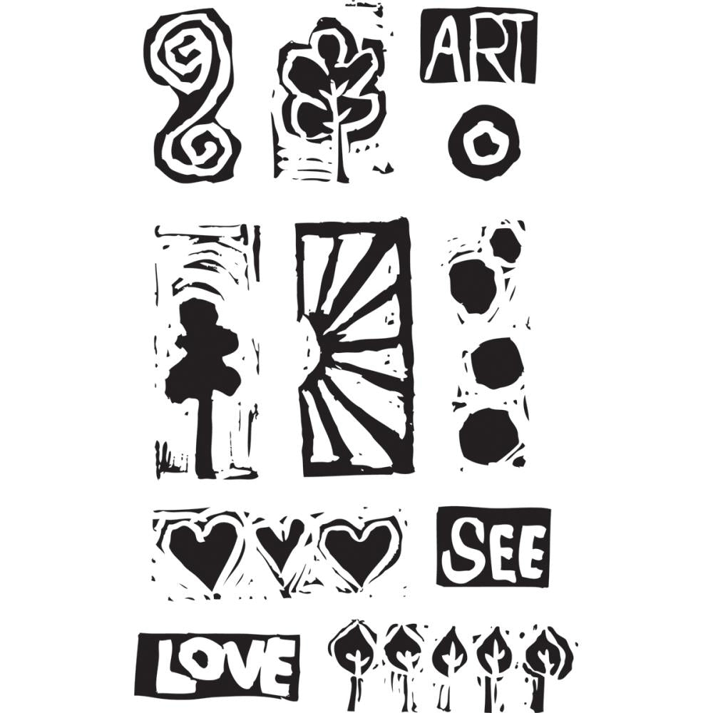 Dina Wakley cling stamp - Primitive Icons