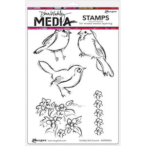 Dina Wakley cling stamp - Scribbly Bird Cousins