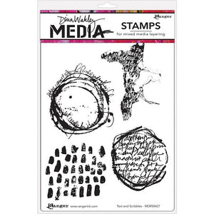 Dina Wakley cling stamp - Text and scribbles