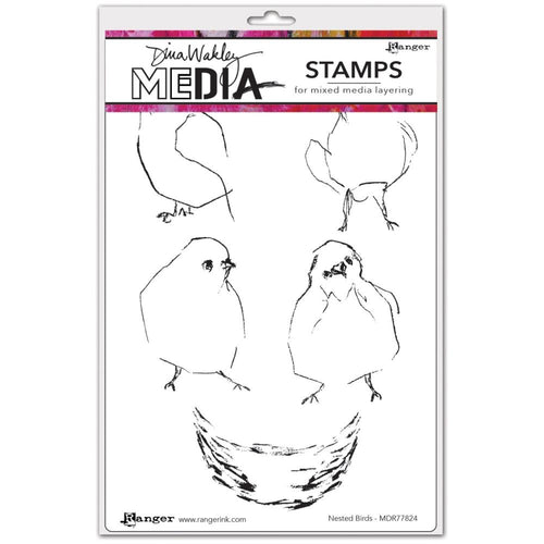 Dina Wakley cling stamp - Nested Birds