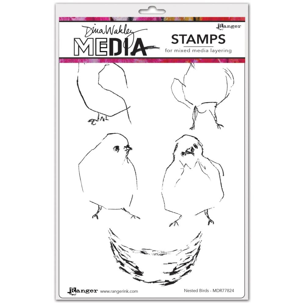 Dina Wakley cling stamp - Nested Birds