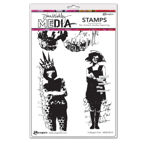 Dina Wakley cling stamp - Collaged girls