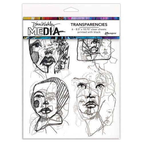 Dina Wakley transparencies - Abstract portraits set 2